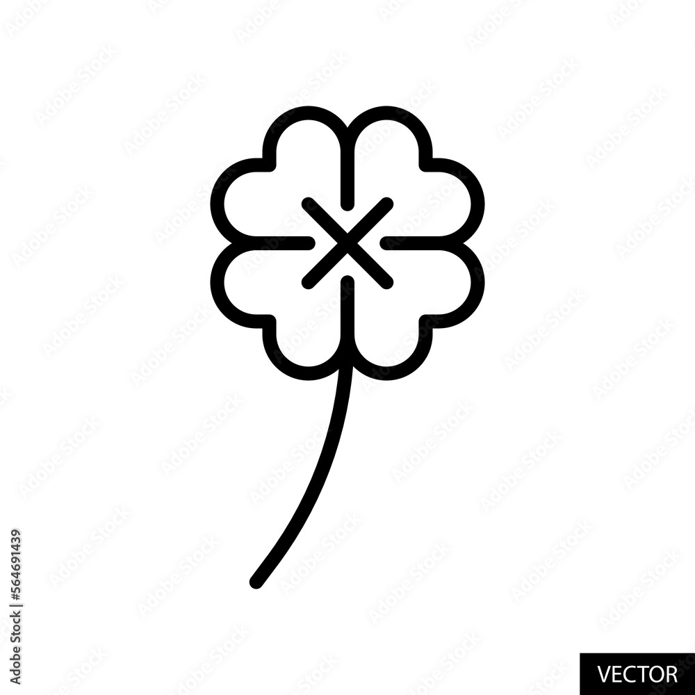 Poster four leaf clover vector icon in line style design for website, app, ui, isolated on white background