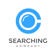 C Letter or font with magnifying glass vector logo template. This alphabet can be used for searching, discovery business.