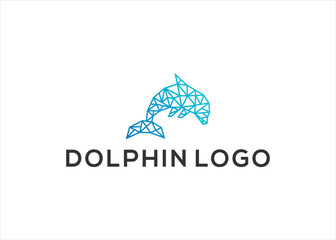 dolphin logo design vector line art illustration