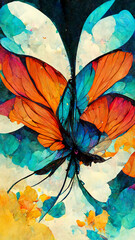 lots of butterflies flying colorful dazzling illustration Generative AI Content by Midjourney