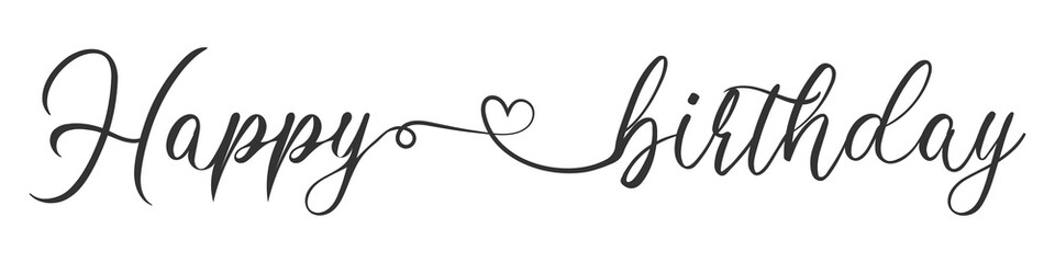 Happy birthday handwritten text lettering on white background.	
