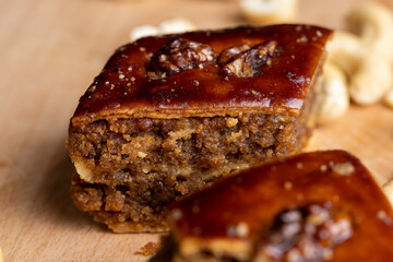 A piece of fresh and soft baklava