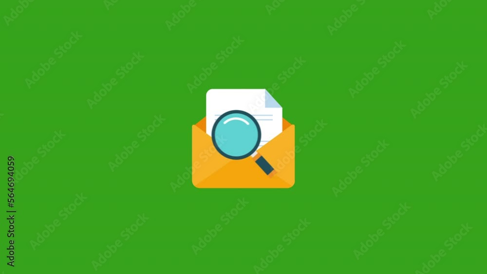 Poster envelope with documents and magnifying glass icon symbols. navigation and finding information letter