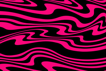 Pattern with wavy, curves lines. Optical art background. Wave design black and magenta. Digital image with a psychedelic stripes. Vector illustration  