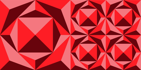 geometric pattern in warm red colors, background, fabric, vector illustration