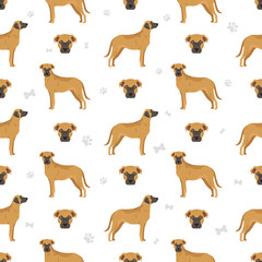 Black mouth cur seamless pattern