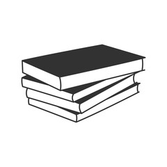 Silhouette of a book, vector illustration of a stack of books, isolated on a white background