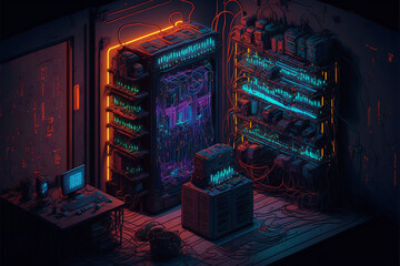 Hight load dark server room