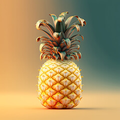 Vibrant Yellow Pineapple against a Colorful Background