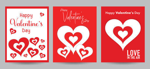 Fototapeta na wymiar Happy Valentine's Day set of simple cards, banners, flyer or backgrounds