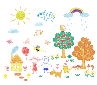 Colorful Doodle Art. Cute hand drawing illustration.