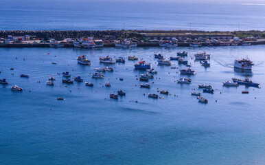 Berth with boats and yachts in the Atlantic Ocean