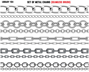 Fototapeta premium SET OF METAL SHINY CHAINS IN EDITABLE FILE
