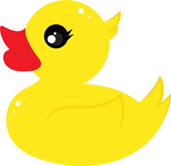 Yellow rubber duck in on a blue background. the icon is in a flat style. vector illustration