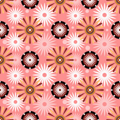 Beautiful Seamless pattern of flowers field on light pink background illustration. Cute vintage floral pattern.s floral pattern