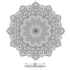 Decorative floral mandala design, Luxury mandala design ideal for adult coloring book