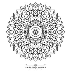 Decorative floral mandala design, Luxury mandala design ideal for adult coloring book