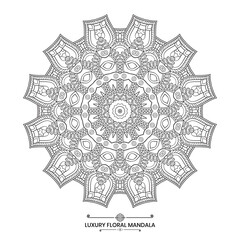 Decorative floral mandala design, Luxury mandala design ideal for adult coloring book