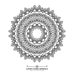Decorative floral mandala design, Luxury mandala design ideal for adult coloring book