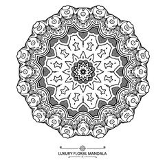 Decorative floral mandala design, Luxury mandala design ideal for adult coloring book