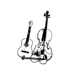 Fototapeta premium Black and white sketch of a traditional musical instrument with a transparent background