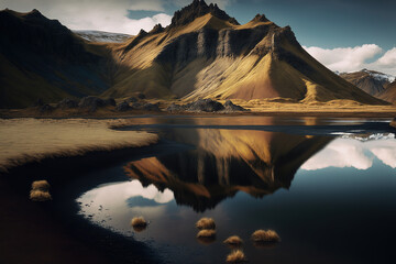 lake in the mountains. Generative AI