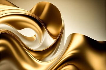 Schöne Wellenformen in Gold, edel und luxuriös als Hintergrund, ai generativ