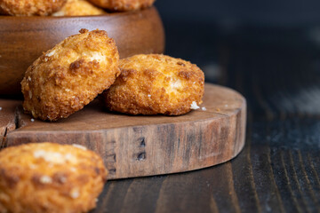 Delicious cookies with coconut on the table