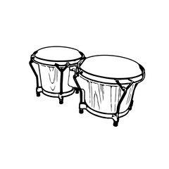 Black and white sketch of a traditional musical instrument with a transparent background