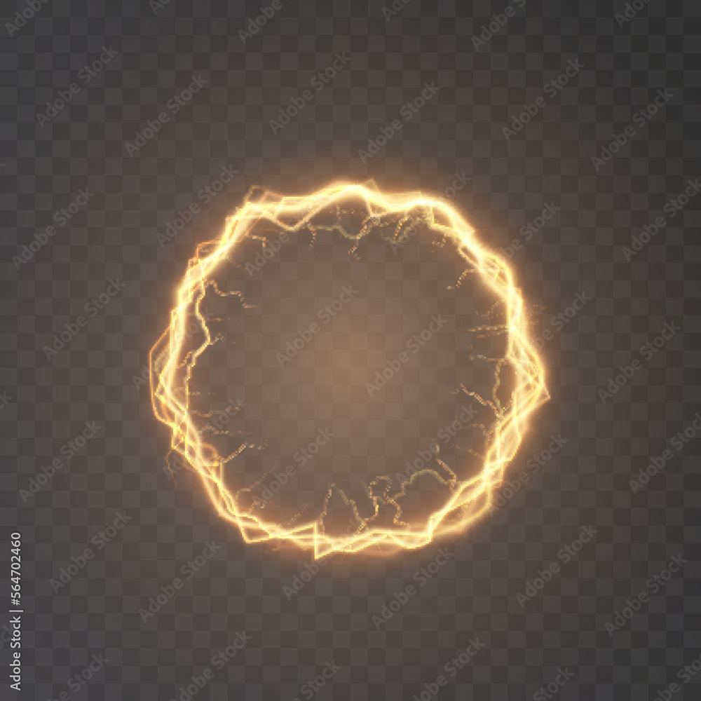 Poster bright ball lightning a strong electric charge of energy in one ring. element for web design with em