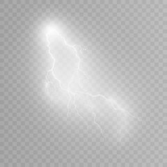 Realistic lightning. Light effect of electric discharge. Lightning for web design and illustrations.	

