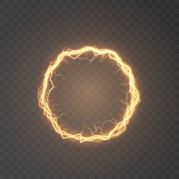 Bright ball lightning A strong electric charge of energy in one ring. Element for web design with empty space for text advertising, postcards, screensavers, websites, games. Mordor. Vector