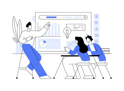 Branded workshop abstract concept vector illustration.