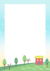 Fototapeta premium garden hill scenery newsletter background illustration