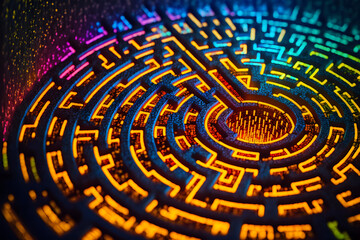 Labyrinthe arc-en-ciel lumineux » IA générative