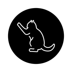 Happy cat stretches color line icon. Pictogram for web page