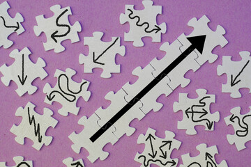 Business concept,Personal development, human resources,recruitment,team building with jigsaw puzzle...