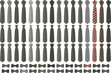 big set neckties different types