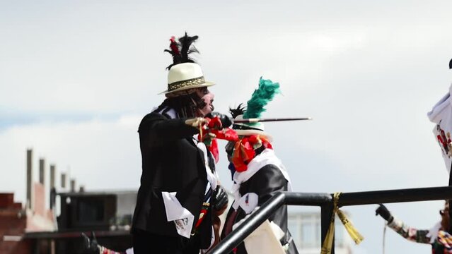 Beautiful video of folkloric dancers dancing the "Tunantada" in traditional dress, representing Peruvian culture. (Yauyos, Jauja)