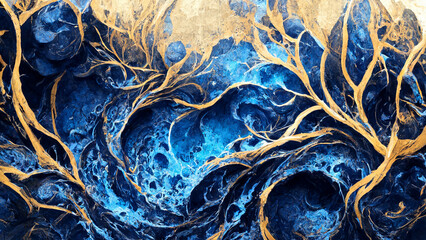Beautiful Abstract Decorative Navy Blue Dark Stucco Wall illustration Generative AI Content by Midjourney
