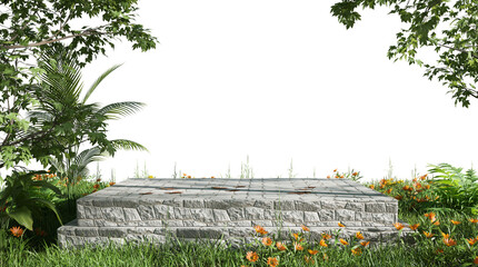 cement podium mock up design for product presentation PNG design, 3d illustration rendering