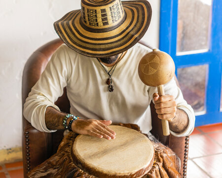 musician playing colombian cumbia