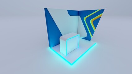 3D rendering blue and white stand view front