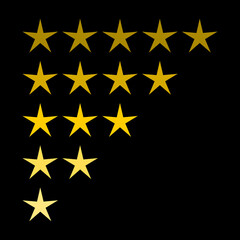 Rating stars icon  isolated on black background.
