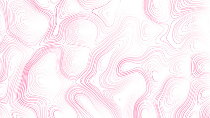 Abstract pink topographic map, vector background with height lines. Topographic map colorful abstract background with contour lines. The concept of conditional geographical pattern and topography map. - obrazy, fototapety, plakaty