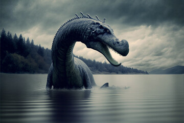 Cryptozoology: The study of animals and creatures that are considered to be legendary or mythical, such as Loch Ness Monster. AI generative