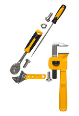 The "4" number laid out of construction tools. PNG illustration with transparent background on engineering, construction, interior finishing, repair and maintenance themes. A part of 0-9 set.