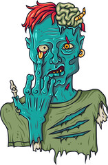 Bright colored cheeky zombie guy halloween