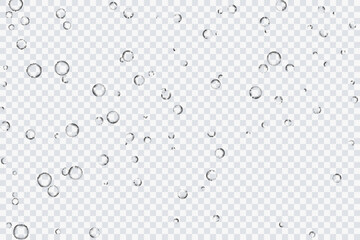 Air bubbles, oxygen, champagne crystal clear, isolated on a transparent background of modern design. Vector illustration of EPS 10.