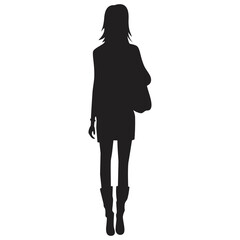 Girl with handbag silhouette. Vector illustration.
